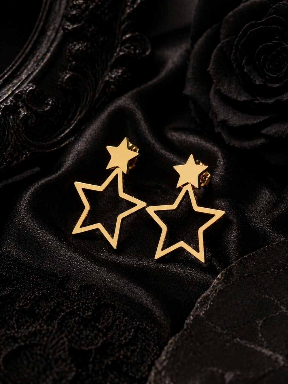 Gold Star Drop Earrings